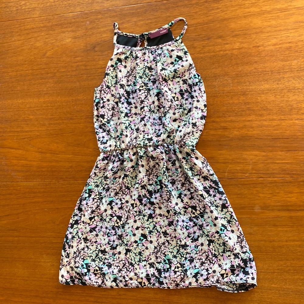 Girls aqua floral dress medium